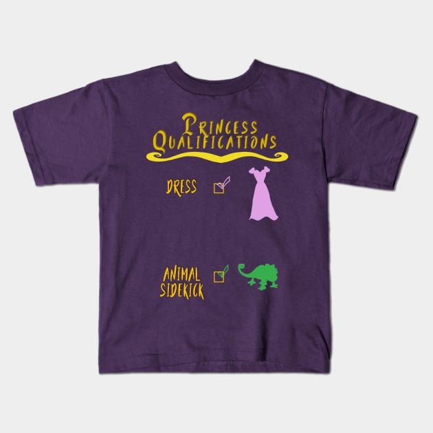 Princess Qualifications (Rapunzel Version) Kids T-Shirt by AGirl95